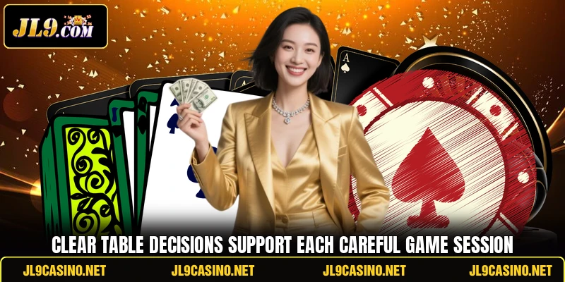 Clear table decisions support each careful game session